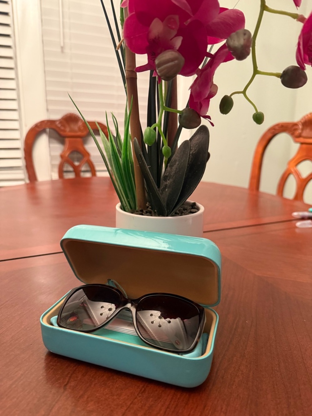 Tiffany & Co Turquoise Sunglasses Case with Brown Gradient Sunglasses